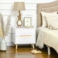 thumbnail image 2 of HOMCOM Bedside Table, Sofa Side Table with 2 Drawers and Wood Legs White, 2 of 10