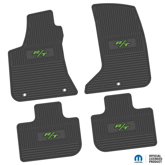 Charger Floor Mats 11-24 Dodge Charger AWD 4 Piece Custom Vintage Scene w/ R/T (2008-2014) Insert - Black w/ Lime Insert FlexTread