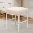 thumbnail image 5 of Tcbosik 13-inch Vanity Stool, Velvet Upholstered Ottoman with Storage Shelf, Footstool with Metal Legs for Living Room, Bedroom, Champagne, 5 of 6