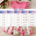 thumbnail image 3 of Cowsor Girls Butterfly Floral Printed Ruffle Sleeve Princess Dress Waist Cinched Short Sleeve Sundress for 3-8 Years Old, 3 of 6