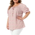 thumbnail image 2 of DARING DIVA Women's Plus Tops Scoop Neck Notch V Tie Front  Floral Summer Blouses 4X Pink, 2 of 6