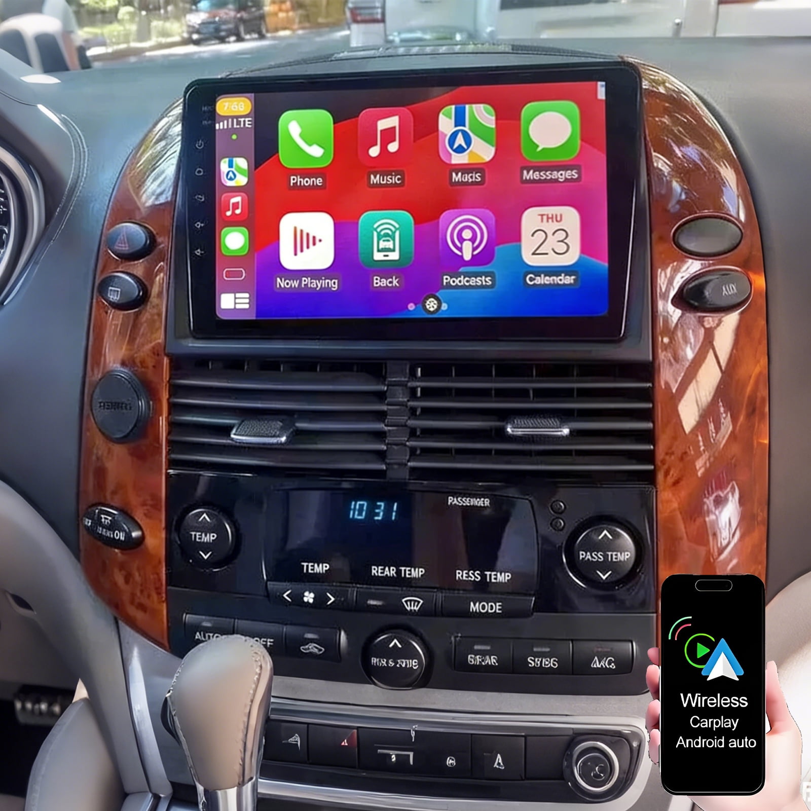 Dexico Car Radio for Toyota Sienna 2004-2010, 9 inch Android Touch Screen Stereo Support Wireless Carplay/Android Auto/Mirror Link/GPS/SWC/Bluetooth/WiFi/FM RDS + Backup Camera