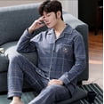 thumbnail image 2 of Pijama de hombre, cárdigan de primavera y otoño, de manga larga, para uso doméstico, para jóvenes, se puede usar al aire libre en las cuatro estaciones, 2 of 6