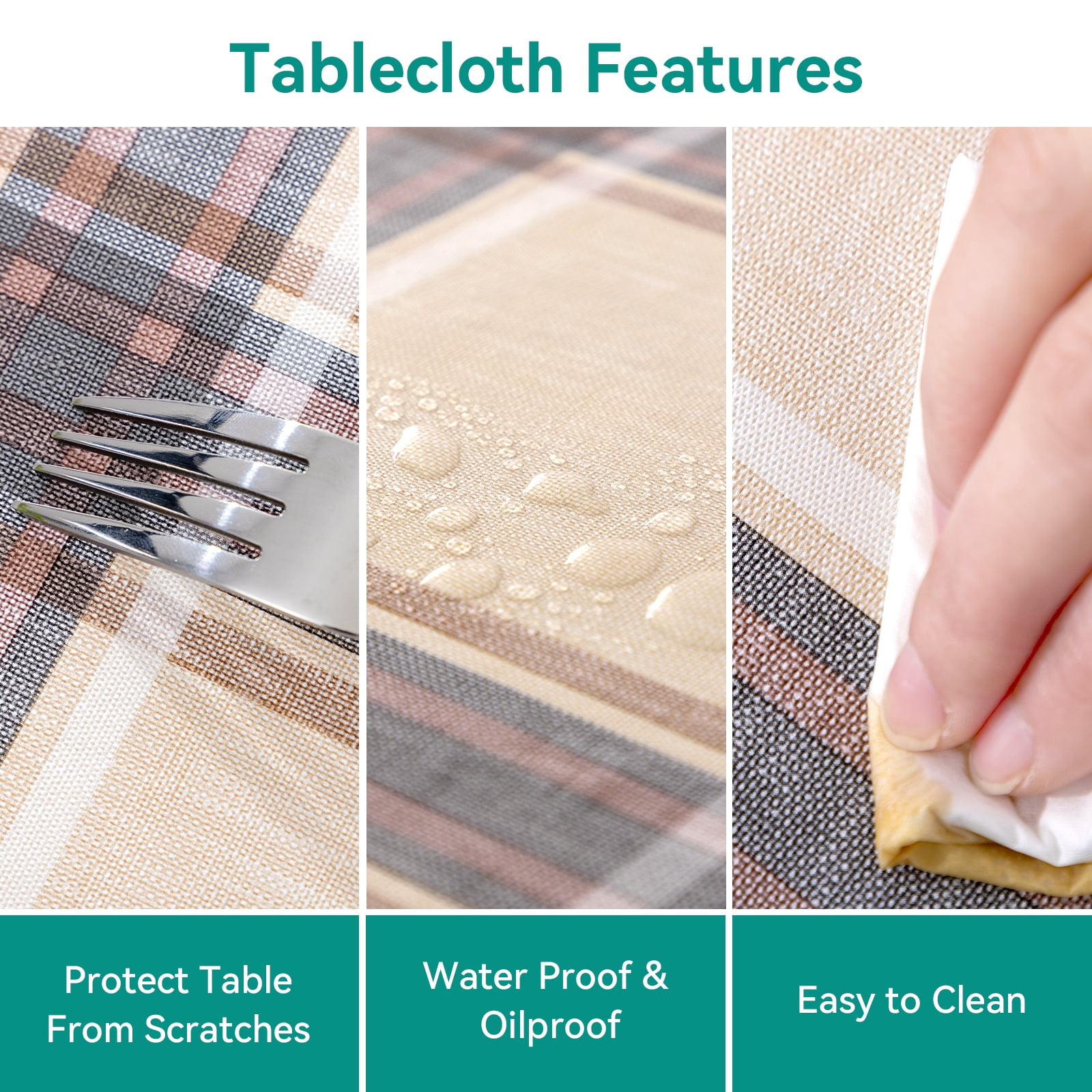 RAY STAR Christmas Tablecloth 60x84 inch Rectangle Waterproof Holiday Decoration Tablecloth Xmas Plastic SpillProof Table Cover