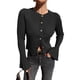 thumbnail image 1 of Suéter de Cuello Redondo Acanalado para Mujer, Camisa de Punto Acampanada de Larga con Botones y Abertura Frontal, Conjunto de Otoño Negro M, 1 of 8