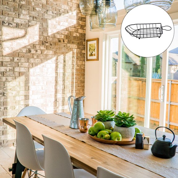 ETEREAUTY Multi-Function Black Mesh Chips Basket in Boat Shape - Stylish and Practical Kitchen Storage Solution