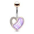 thumbnail image 1 of Belly Button Ring with Crystal Paved and Illuminating Stone Filled Heart - 14g, 1 of 8