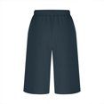 thumbnail image 4 of JSheng Womens Pants Plus Size Fashion Casual Solid Color Summer Cotton Capris Drawstring With Pockets Dark Blue XXXL, 4 of 4
