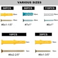 thumbnail image 2 of Kit Surtido de 270 Tornillos y Anclajes para Paneles de Yeso, 135 Anclajes de Pared de Plástico y 135 Tornillos con Caja Organizadora, 2 of 5
