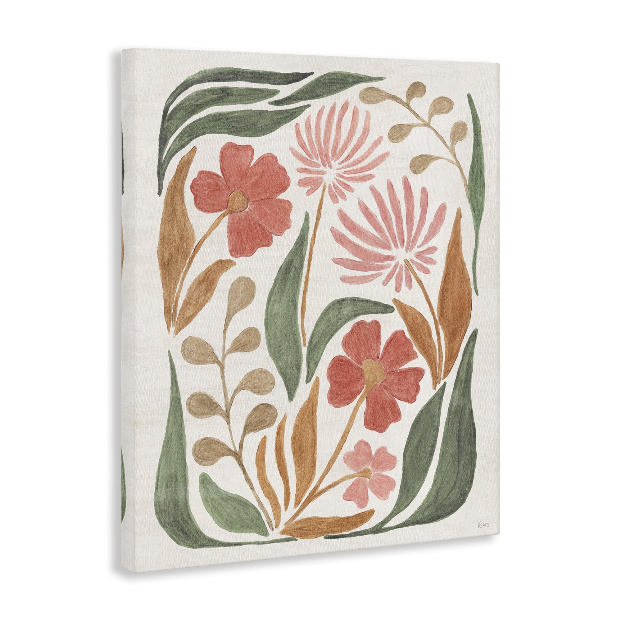 Stupell Industries Floral Abstract Pattern Botanical & Floral Painting Gallery Wrapped Canvas Art Print Wall Art, 24 x 30