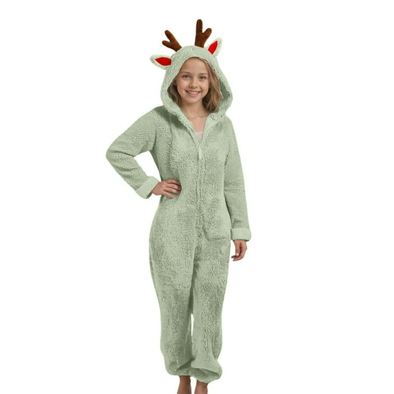XIMIN Onesie Pajamas - Unisex Halloween Animal Elk Reindeer Costume Sleepwear Onesie Party Jumpsuit for Boys & Girls - Comfy & Fun Cosplay Outfit