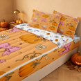 thumbnail image 3 of Homewish Halloween Spooky Animal Zipper Twin Comforter Sets with Fitted Sheet and 2 Pillowcases, Bow Pumpkin Star Zipper Bedding Set, Orange, Pumpkin Bat Reversible, 3 of 7