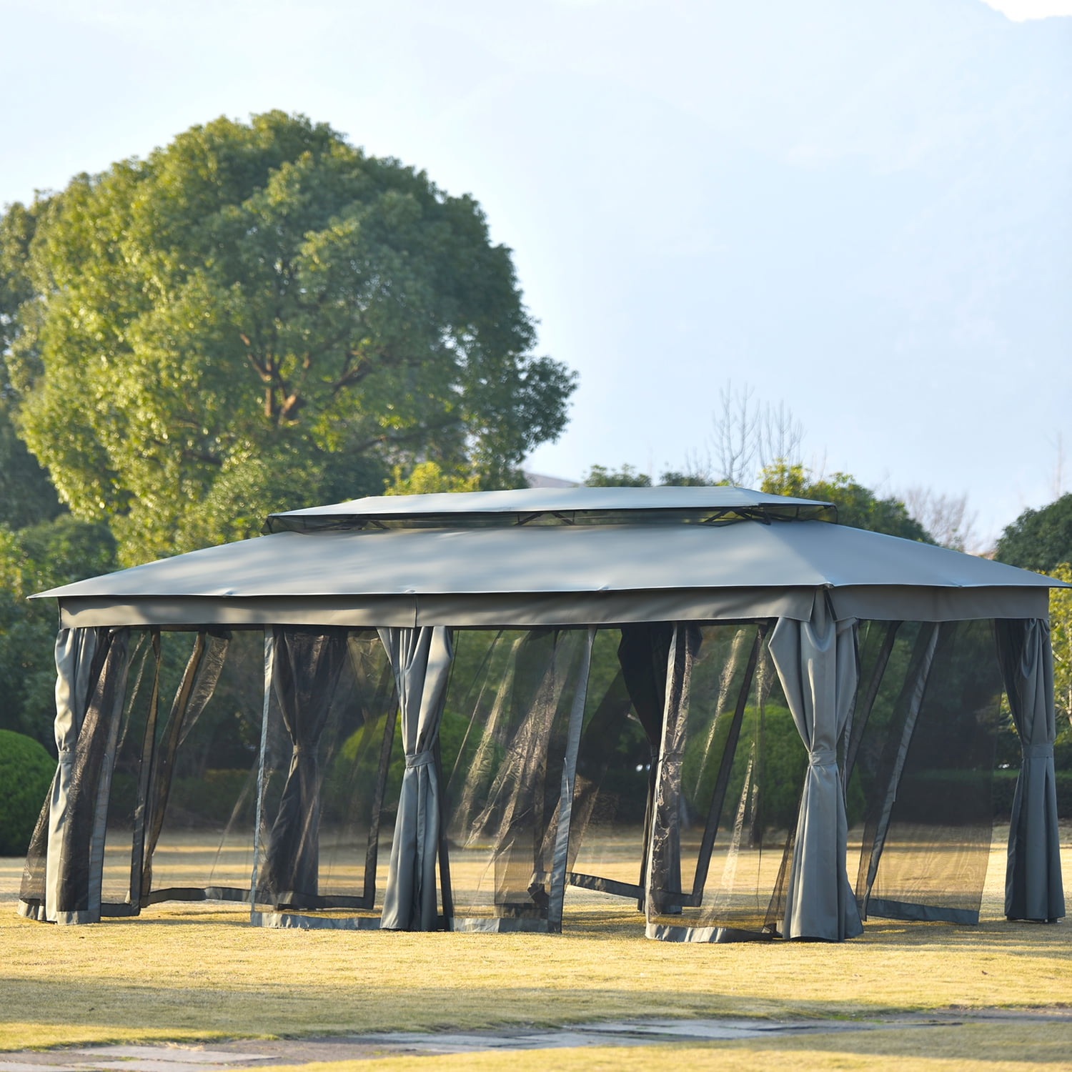 Kadyn 110x220" Gazebo, Waterproof Tent for Outdoor, Patio, Yard, Deck, Garden, Outdoor Party Tent with Double Top Design and Zipper Design, Gray Kadyn 110x220" Gazebo, Waterproof Tent for Outdoor, Patio, Yard, Deck, Garden, Outdoor Party Tent with Double Top Design and Zipper Design, Gray