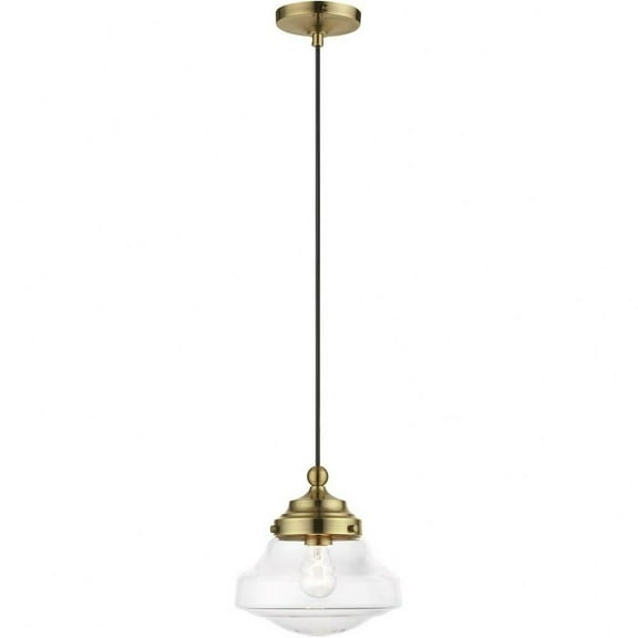 1 Light Mini Pendant in Nautical Style-15 inches Tall and 9 inches Wide-Antique Brass Finish Bailey Street Home 218-Bel-4828739