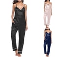 thumbnail image 4 of Cmfcve Sleepwear Sets for Woman Sleeveless Patchwork Cami Top and Long Pants Pajama Set Soft Matching Two-Piece Lounge Set, 4 of 4