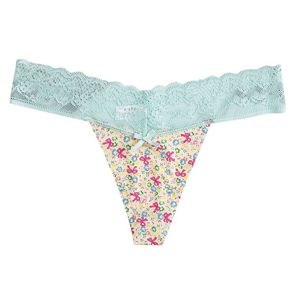 Gibobby Ropa interior de encaje sexy Nuevos calzoncillos laterales de encaje, ropa interior transparente de cintura para mujer, ropa interior Sexy estampada(I,Talla única)