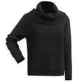 thumbnail image 4 of Arlun Women's Cowl Neck Sparkly Sequin Sweaters Casual Lightweight Solid Color Long Sleeve Knit Pullover Jumper Tops 2026 Fall Winter Soft Comfortable Outfits Black M, 4 of 5