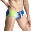 Tangnade Mens Brand Stripe Sexy Breathable Splicing Bulge Briefs Swimming Trunks Swimwear