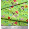 thumbnail image 3 of Soimoi Rayon Fabric Floral,Rabbit & Porcupine Cartoon Decor Fabric Printed Yard 56 Inch Wide, 3 of 3