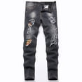 thumbnail image 2 of TIREOW Boys Skinny Ripped Denim Pants Elastic Slim Fit Fashionable Destroyed Jeans Zipper Button Down Denim Trousers, 2 of 9
