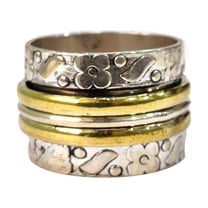 Wide Spinner Band, Meditation Ring, 925 Sterling Silver Ring, Spinning Thumb Ring, Two Tone Ring, Fidget Ring, Handmade Jewelry, Christmas Oxidized, Womans Band Ring, Anxiety Ring, Mans Band Gifts