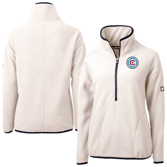 Women's Cutter & Buck Oatmeal Chicago Fire Cascade Eco Fleece Pullover Jacket