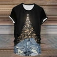 thumbnail image 5 of Gubotare Christmas Round Neck Shirt Women's Casual Holiday Short Sleeved Shirts Christmas Fun Printed Winter T-Shirt Top Christmas Tree Print Shirt (Gold,XL), 5 of 6
