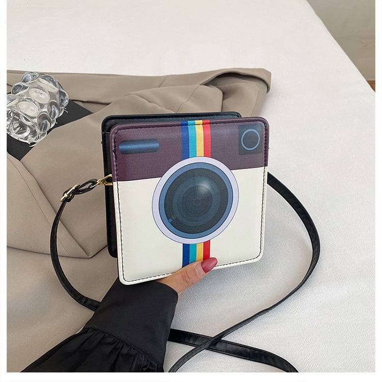 2025 New Fall Trendy Camera Bag for Women, Stylish Niche Color-Block PU Crossbody Bag - Small Vertical Square Shoulder Bag with Zipper Closure for Daily Matching (Black)