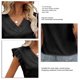 thumbnail image 5 of Tops sin mangas con volantes para mujer, colores puros, camisetas casuales con cuello en V para citas y compras, 5 of 5