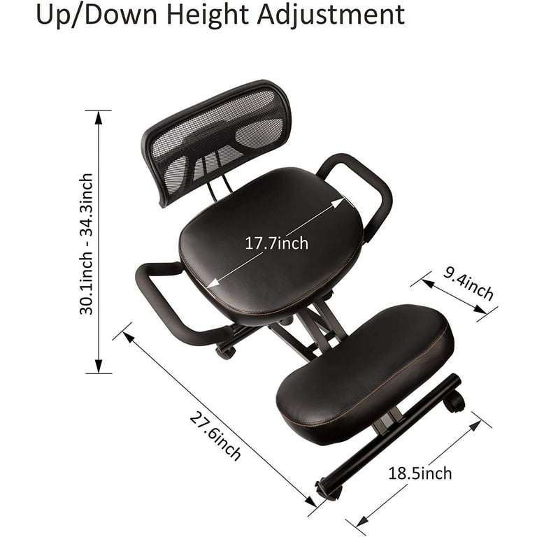 JYCCH Ergonomic Knee Chair, Adjustable Posture Corrector Stool, Desk Chair  with Metal Frame, Perfect for Relief of Back and Neck Pain and Improving