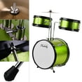 thumbnail image 2 of Muslady 3-Piece Drum Set Kit with Drumsticks, Adjustable Stool for Kids Children Junior Beginners, Green, 2 of 6