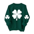 thumbnail image 2 of St. Patrick's Day Sweatshirt for Women Watercolor Shamrock Graphic Crewneck Long Sleeve Ribbed Cuffs Loose Fit Festive Clothes Pullover Top, 2 of 4