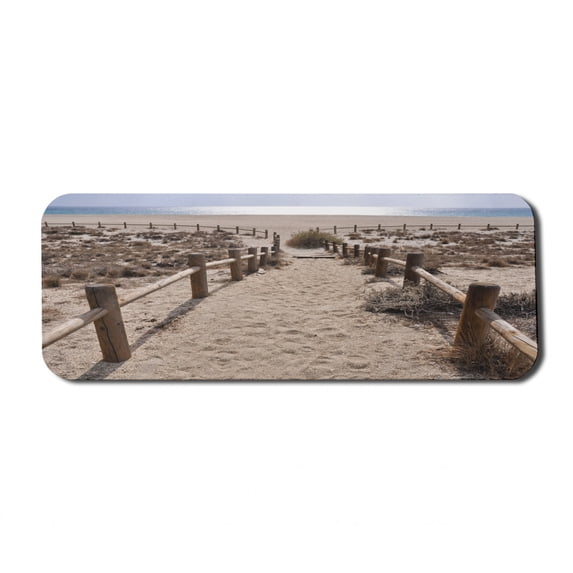 Beach Computer Mouse Pad, San Miguel Beach near Gate Cape Atlantic Ocean Coast Serene Holiday Warm Relax Scene, Rectangle Non-Slip Rubber Mousepad Large, 31" x 12", Blue Beige, by Ambesonne