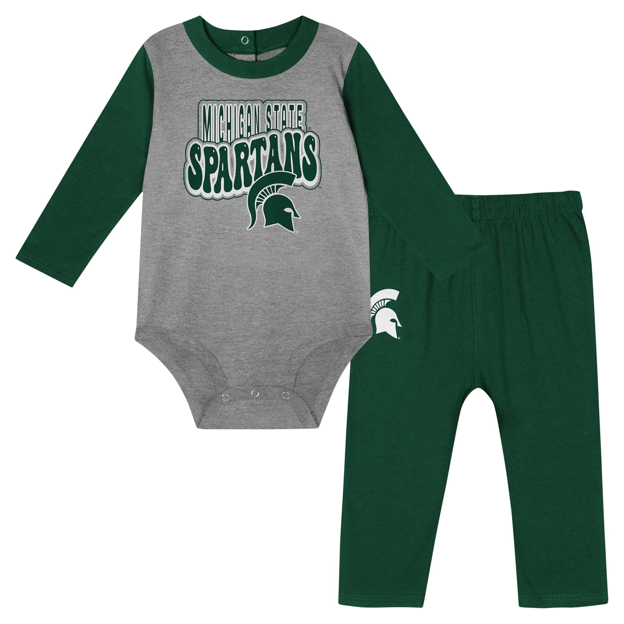 Infant Hunter Green Michigan State Spartans Double Up Long Sleeve Bodysuit & Pant Set