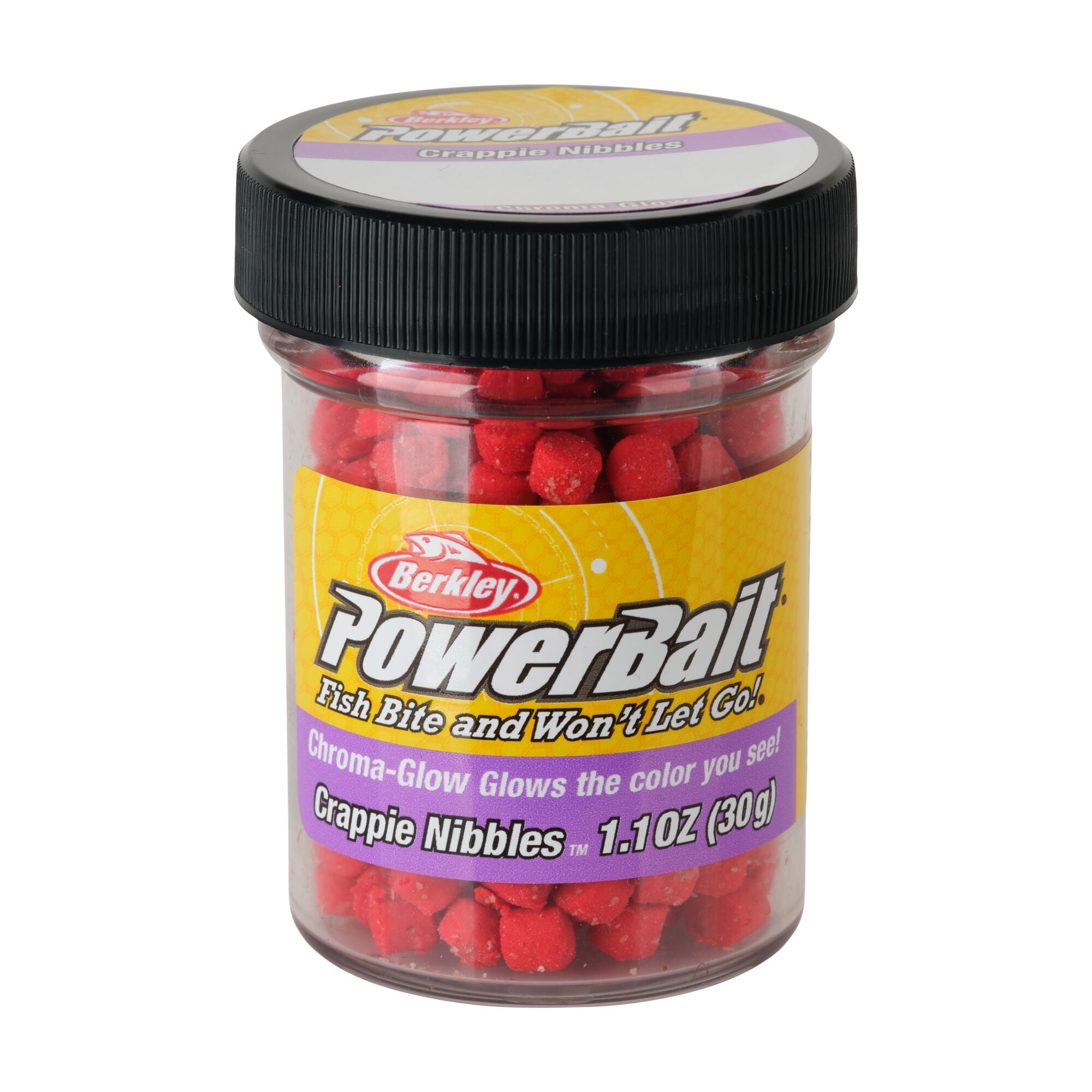 Berkley PowerBait® Chroma-Glow Crappie Nibbles, Nibbles, Glow Red (1-count)