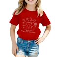thumbnail image 1 of LUOGENLI T-Shirt pour Filles Mode Décontractée pour Enfants Imprimé de Collation des Grades Col Rond Manches Courtes T-Shirt (3 13 Ans) Chemises pour Filles 2025 Élégant Chic Rouge 12-13 Ans, 1 of 1