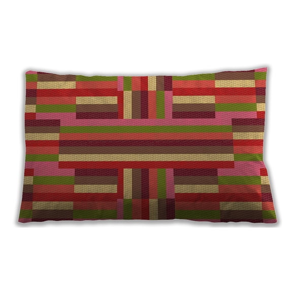 Ahgly Company Patterned Outdoor Rectangular Ferrari Red Lumbar Throw Pillow, 13 inch by 19 inch