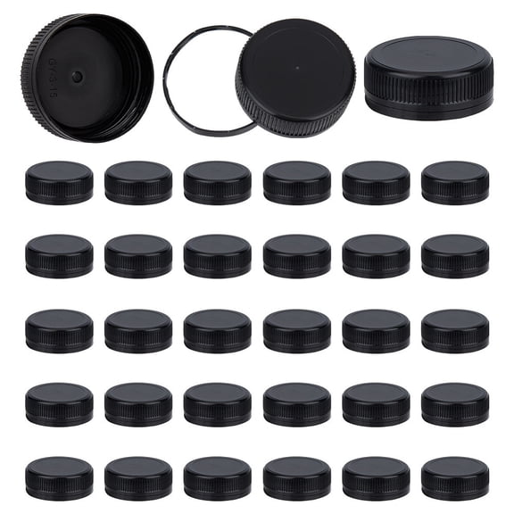 50Pcs Plastic Bottle Caps Black Screw-On Caps 37.5mm Inner Diameter Bottle Jug Storage Cap Lids Red Plastic Tamper Seal Lids
