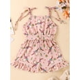 thumbnail image 6 of Aojekbee Little Girl Romper Casual Cow/Cactus/Butterfly Print Sleeveless Shorts Jumpsuit with Belt for Newborn Cute Clothes, 6 of 10