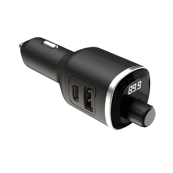 Scosche BTFM8-SP Bluetooth FM Transmitter Dual 12W USB-C and USB-A Charging Ports Black, BT FM TRANS HNDFR USB-C