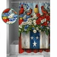 thumbnail image 3 of Small Stall Shower Curtain 36x78 Inch Narrow Half Size Star Stripe Flag Bath Curtains Bathroom Decor Patriotic Red Blue Poppy Flower Bird Waterproof Fabric Shower Curtain Set with Hooks 36 Inch, 3 of 6