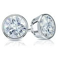 thumbnail image 2 of 18k White Gold Round Moissanite Stud Earrings (5ct TGW, 9mm, H-I)&nbsp;Bezel-set, Screw-Back by Diamond Wish, 2 of 3