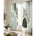 thumbnail image 5 of Boho Geometric Sheer Curtains 84 Inch Length 2 Panels Set for Living Room/Bedroom, Farmhouse Green Abstract Stripes Leaves Kitchen Curtains Grommet Semi-Sheer Curtains Window Treatments 42"x84"x2, 5 of 7