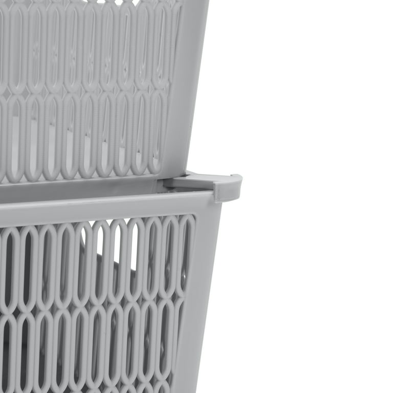 Simplify Slide 2 Stack It Plastic Storage Basket with Handles, Set of 2,  Gray