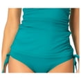 thumbnail image 4 of ANNE COLE Women's Green Stretch Ruched Molded Cups Lined Sweetheart Twist Front Bandeau Tankini Swimsuit Top S, 4 of 5