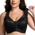 thumbnail image 5 of Riecok Womens Lace Front Closure Bras Plus Size Wireless Push Up Bralette Full Coverage Soft Everyday Bra Black S, 5 of 8