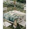 thumbnail image 3 of Square Outdoor Tablecloth with Umbrella Hole Teal Eucalyptus Leaves Outside Table Cloth Waterproof Patio Table Cover Rustic Vase Birds Zipper Tablecloths for Picnic Party Camping 60x60 Inch, 3 of 8