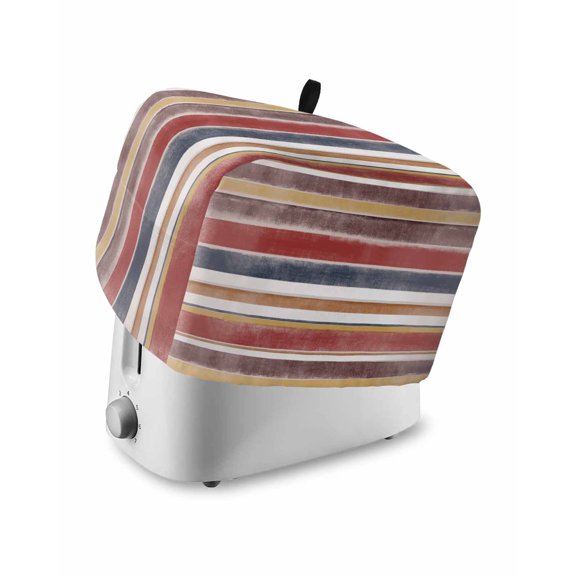 Red Nordic Style Stripes Toaster Cover 2 Slice, Red Grey Texture Dustproof Bread Machine Oven Cover with Storage Pockets, Fits Most Kitchen Toasters Protector