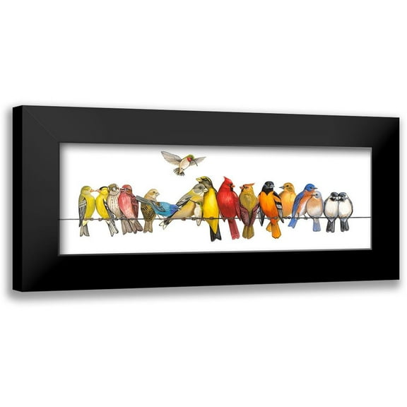 Russell, Wendy 14x7 Black Modern Framed Museum Art Print Titled - Large Bird Menagerie