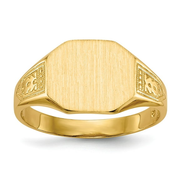 14K Yellow Gold Ring Band Signet 9.0x11.0mm Open Back